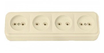 Розетка ОУ 4-я без заземления (бежевый) Пралеска BYLECTRICA