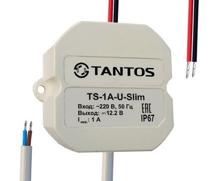 Источник вторичного электропитания 12В 1А IP67 (всепогодный) TANTOS TS-1A-U-Slim