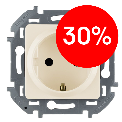 Розетка 2К+З с защитными шторками нем. станд. (слоновая кость) INSPIRIA Legrand/Daccord (673731)