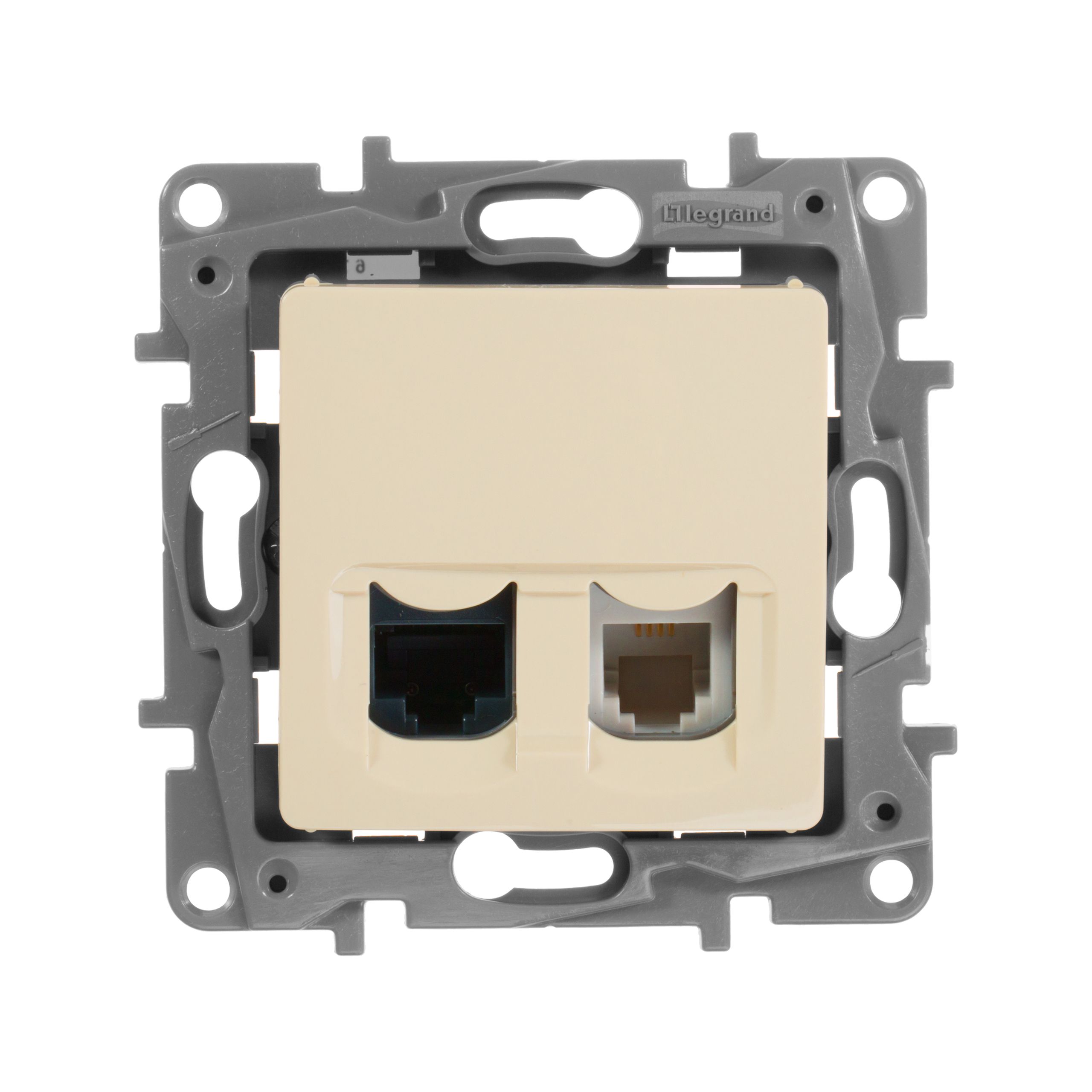 Розетка 2-я RJ11+RJ45 категория 5e UTP (слоновая кость) Etika Legrand (672352)