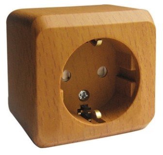 Розетка ОУ с заземлением с защитными шторками (темный бук) ЭТЮД SE