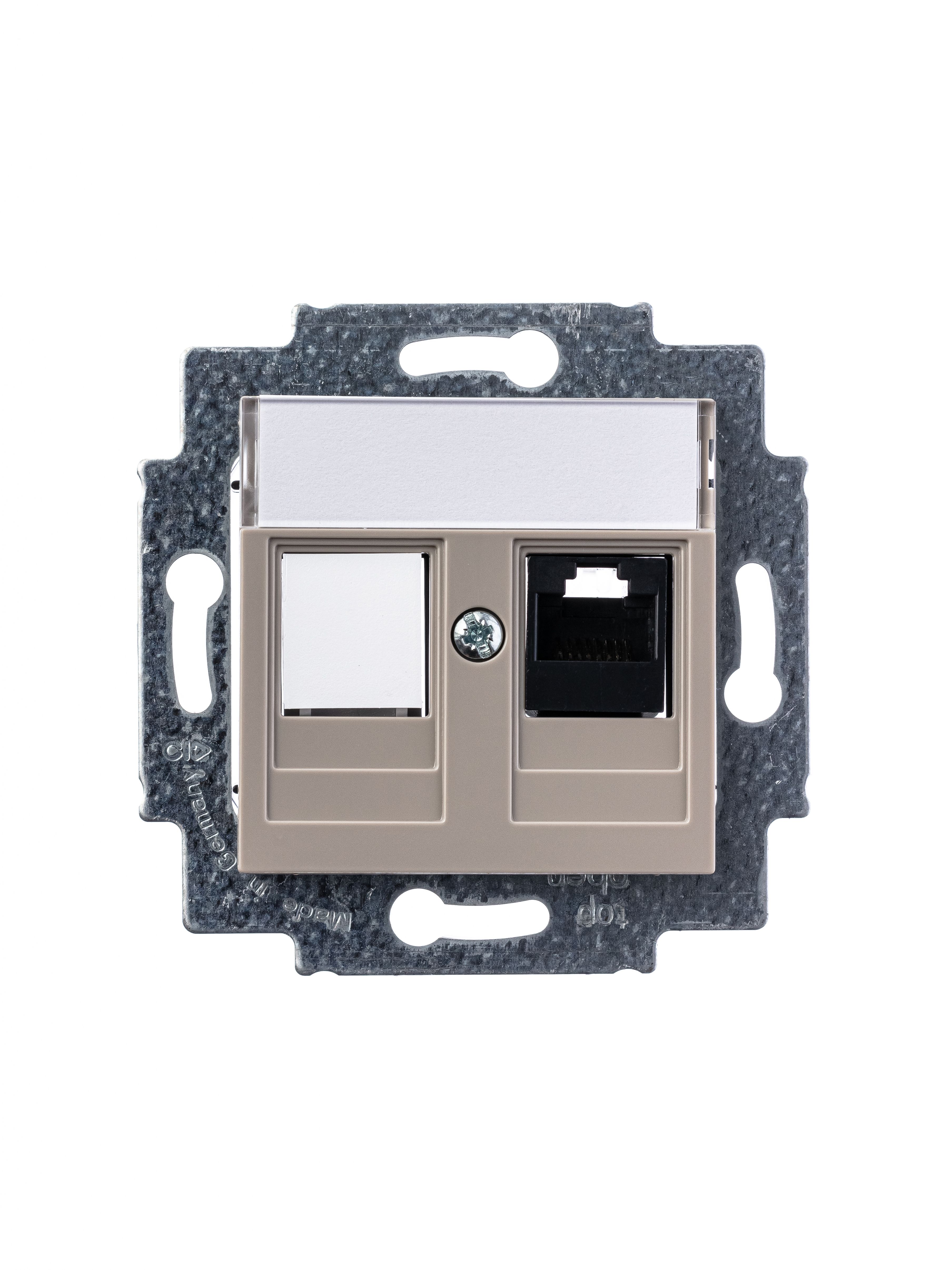 Розетка PC RJ45 категория 5e + заглушка (кофе макиато) Levit ABB