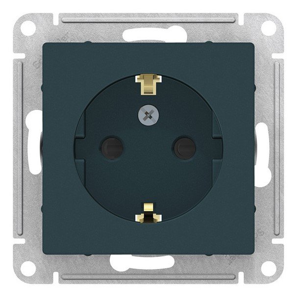 Розетка с/з с защитными шторками 16А IP20 (изумруд) ATLASDESIGN SE