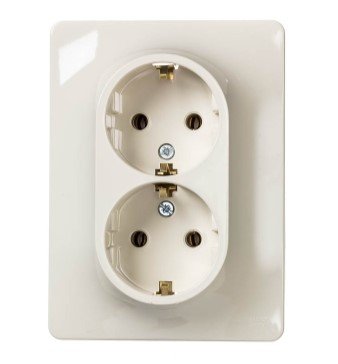 Розетка 2-я с заземлением в сборе (бежевый) GLOSSA SE