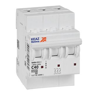 Автоматический выключатель 3п C40 4.5кА OptiDin BM63 КЭАЗ 326816 