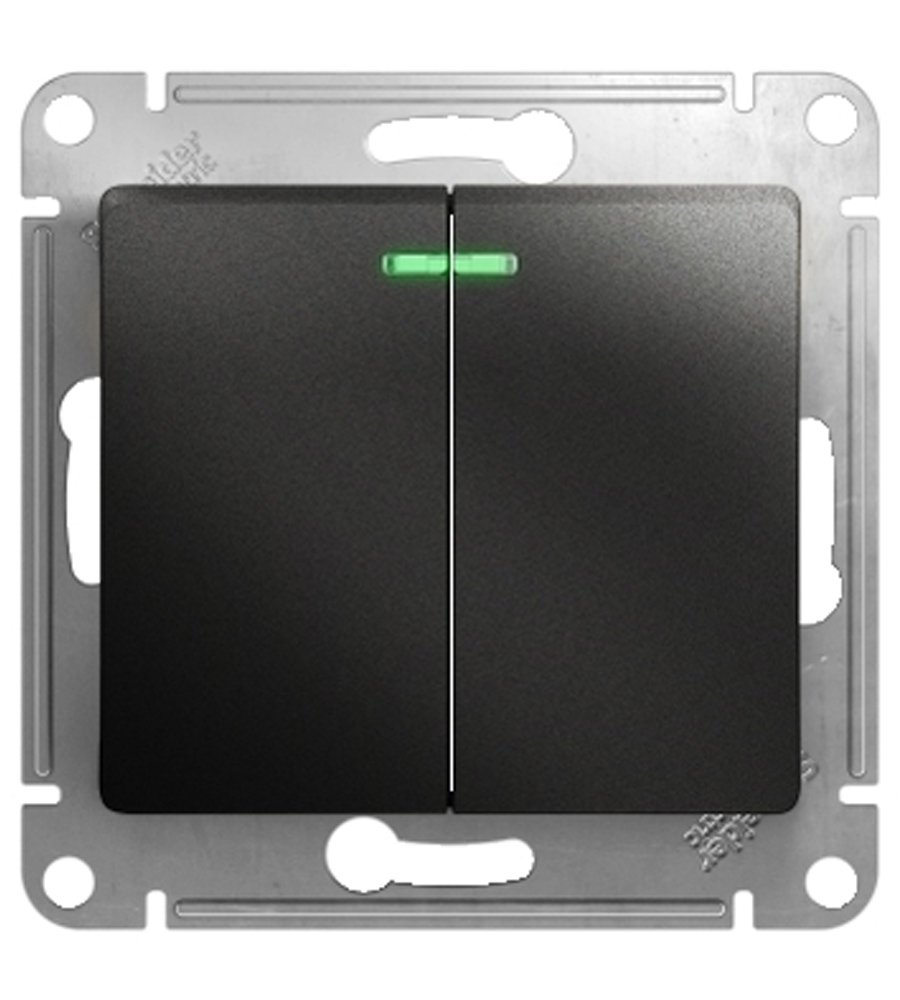 Выключатель 2кл с подсветкой схема 5а 10AX (антрацит) GLOSSA SE