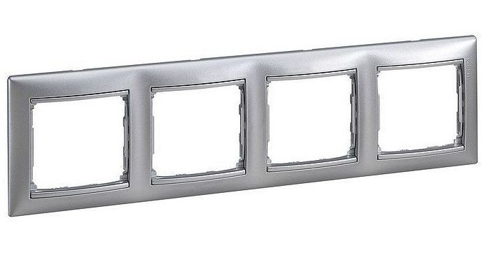 Рамка 4 поста горизонтальная (алюминий) Valena Classic Legrand (770154)
