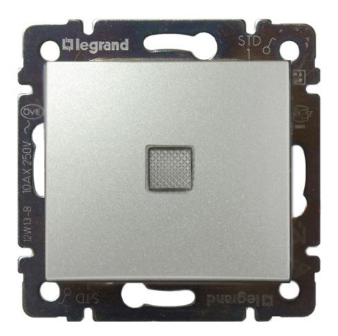 Переключатель1кл на 2 направления с зеленой подсветкой (алюминий) Valena Classic Legrand (770126)