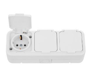 Розетка ОУ 3-я с заземлением IP54 (белый) Пралеска Аква