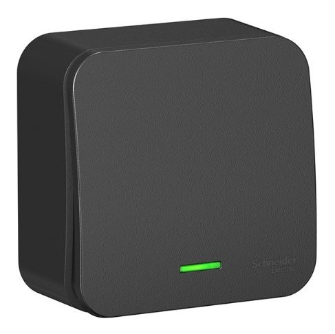 Выключатель ОУ 1кл с подсветкой схема 1 с изолирующей пластиной (антрацит) BLANCA SE