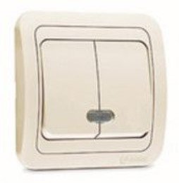 Выключатель СУ 2кл c подсветкой со вставкой (крем) Mimoza MAKEL