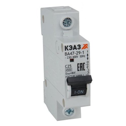 Автоматический выключатель 1п C63 4.5кА ВА47-29-1С63-УХЛ3 КЭАЗ (318207)