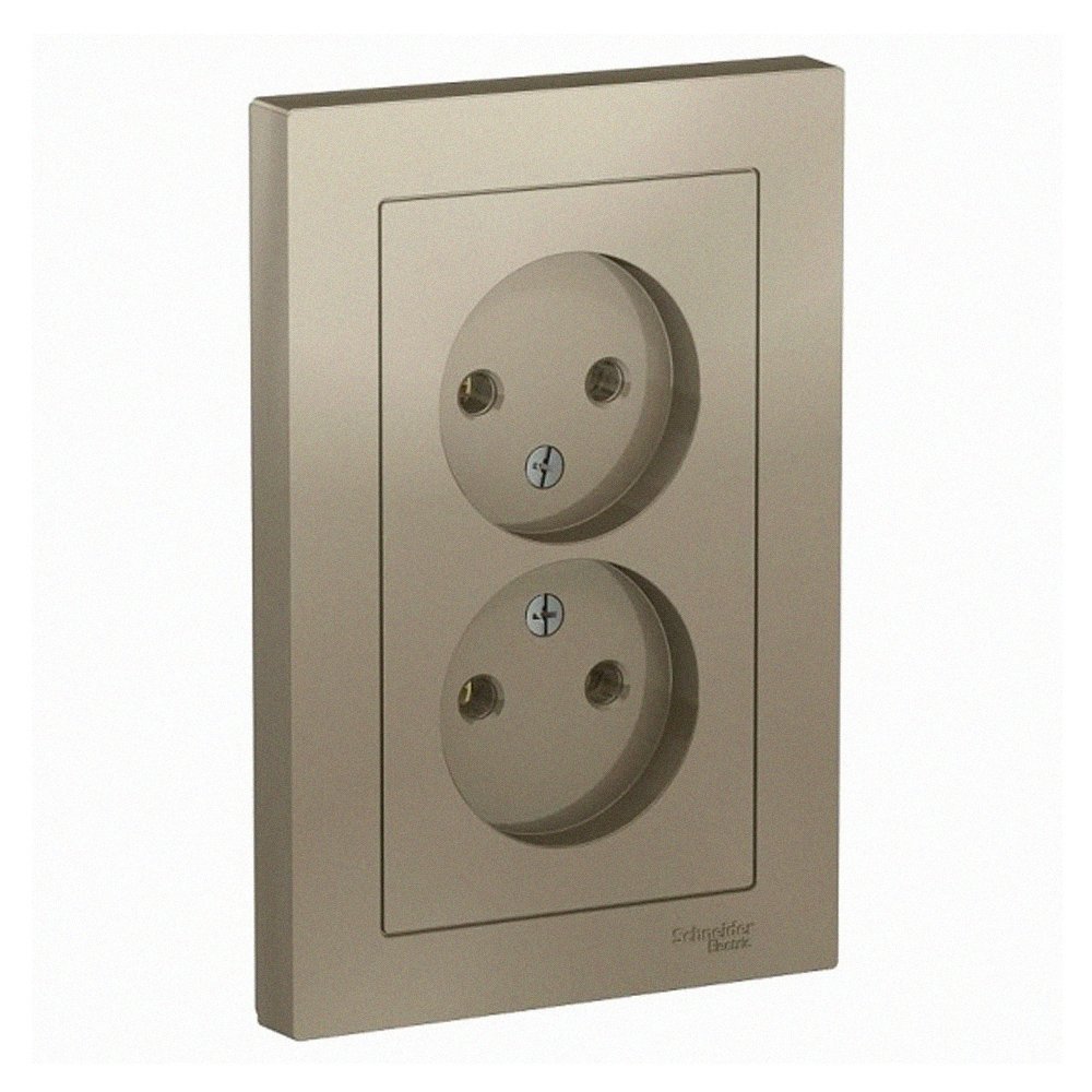 Розетка 2-я без заземления 16А в сборе (шампань) ATLASDESIGN SE