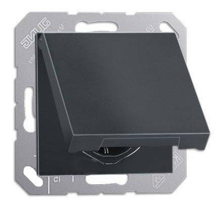 Розетка с заземлением с крышкой (антрацит) ECO Profi JUNG
