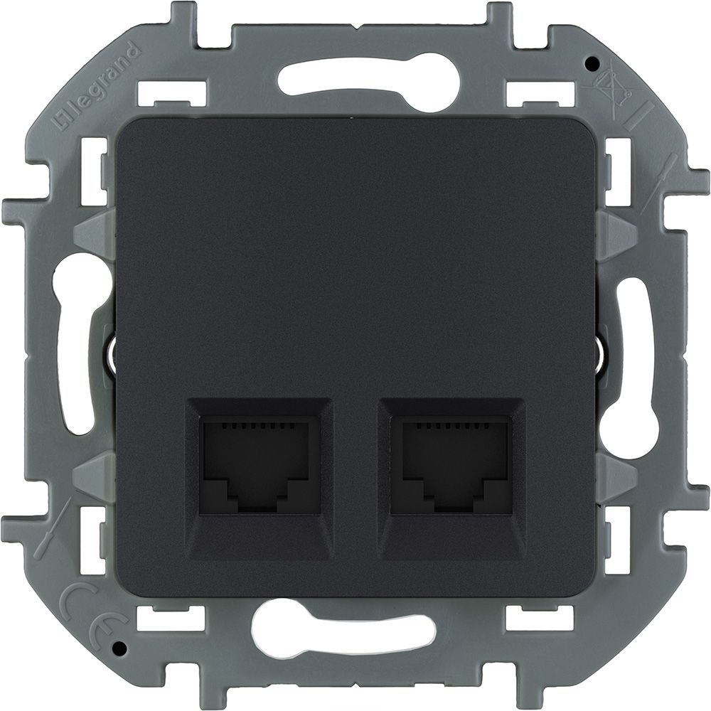 Розетка 2-я RJ45 категория 6 UTP (антрацит) INSPIRIA Legrand/Daccord (673843) 