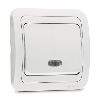 Выключатель СУ 1кл c подсветкой со вставкой (белый) Mimoza MAKEL