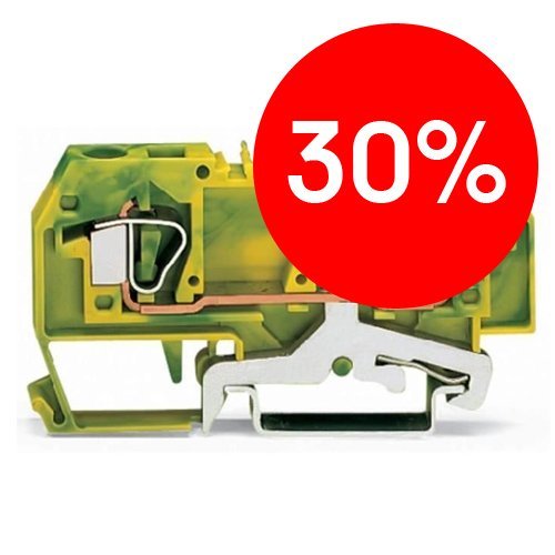 Клемма 2-проводная проходная пружинная 6 мм2 с/з (желто-зеленый) WAGO ()