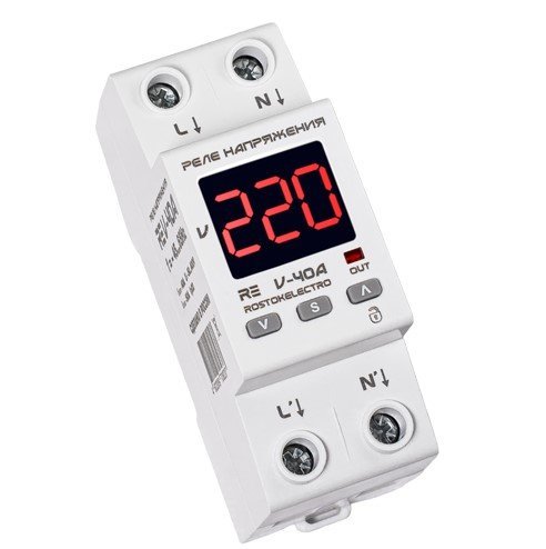 Реле напряжения RE V-40A 220В установка на DIN-рейку rostokelectro