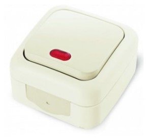 Выключатель ОУ 1кл с подсветкой (белый) IP54 Palmiye VI-KO