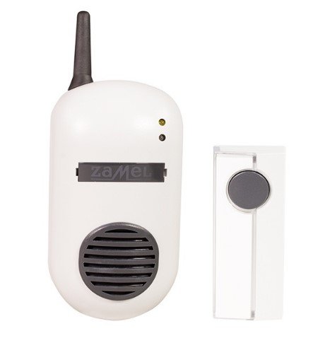 Звонок беспроводной Булик 3 мелодии дальность 80м в розетку 220В с кнопкой (белый) Zamel