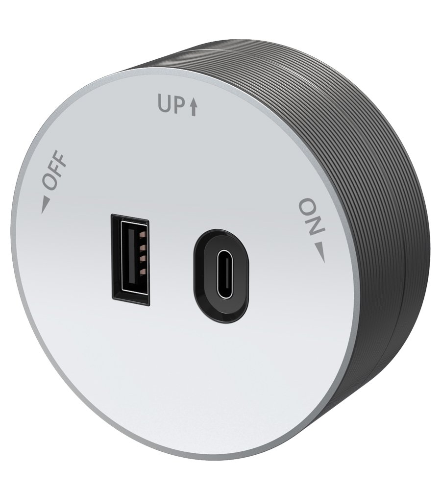 Розетка 2хUSB (тип А+С) 18Вт. 5В/3А (белый) MultiTrack SE