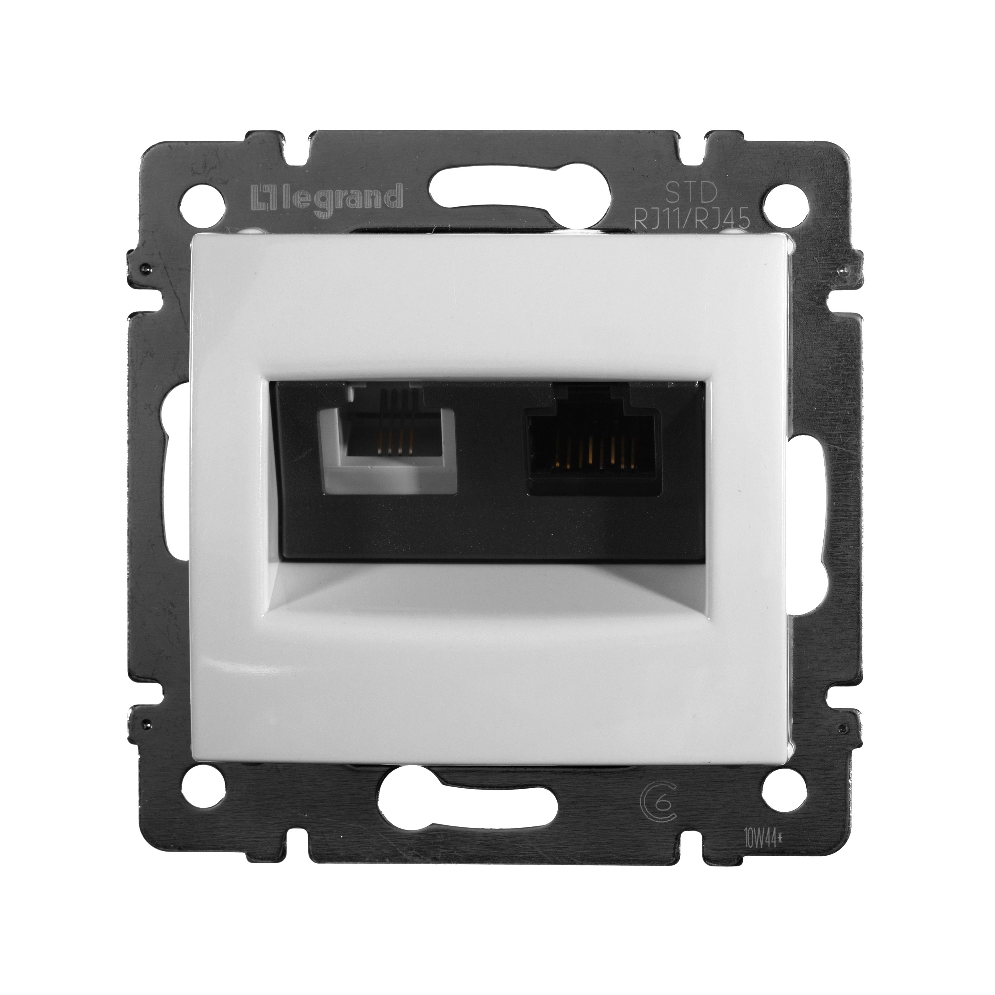 Розетка 2-я TF RJ11/ PC RJ45 категория 6 UTP (белая) Valena Classic Legrand (770080)