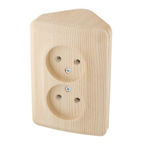 Розетка ОУ 2-я без заземления угловая (сосна) ЭТЮД SE