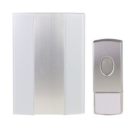 Звонок беспроводной Loopo 8 мелодий дальность 100м с кнопкой (серебряный) Zamel