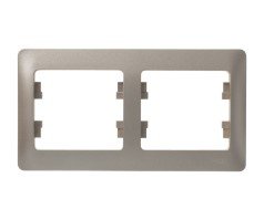 Рамка 2 поста горизонтальная (титан) GLOSSA SE