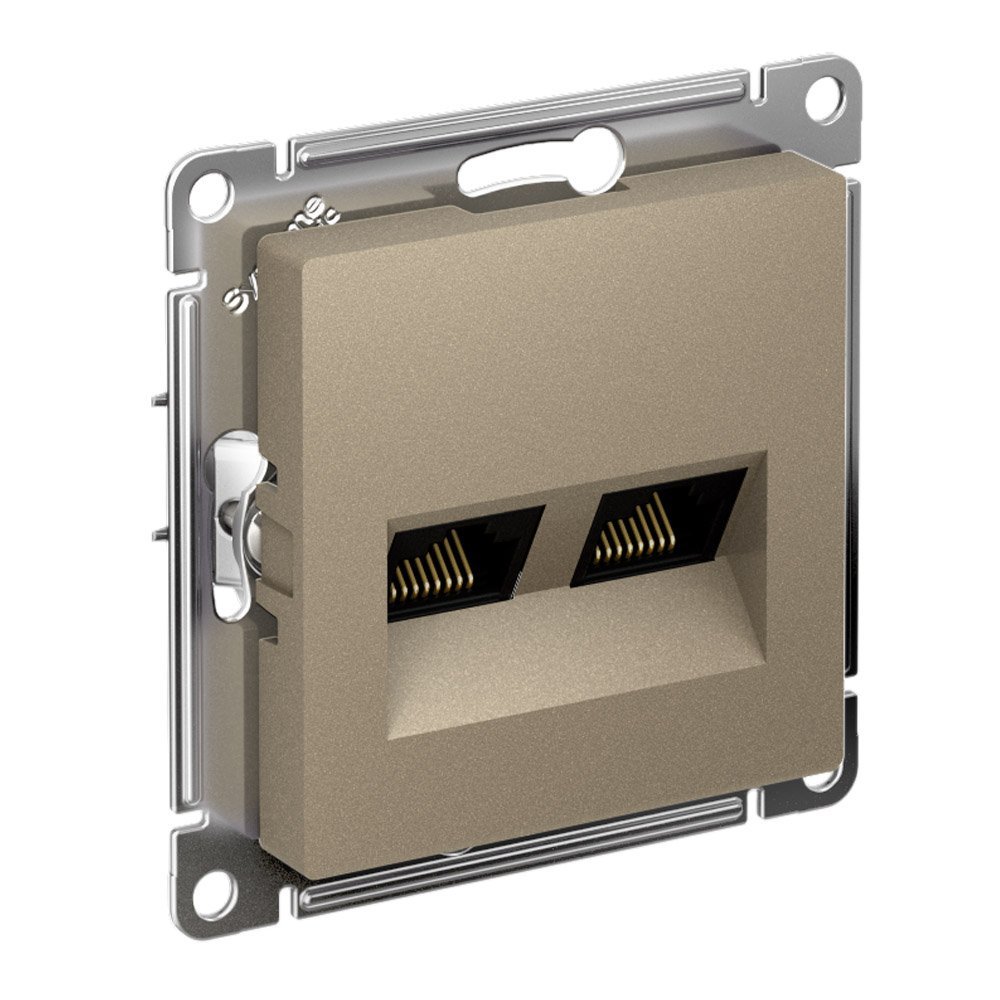 Розетка 2-я PC RJ45+RJ45 категория 5е (шампань) ATLASDESIGN SE