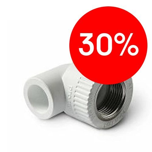 Угольник PP-R комбинированный ВР 20-3/4" (белый) PROAQUA