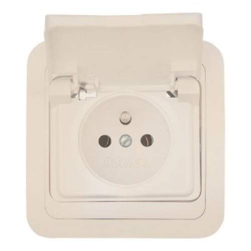 Розетка СУ с защитной крышкой без вставки (крем) Mimoza MAKEL