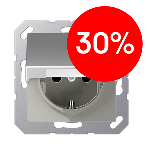 Розетка с заземлением с крышкой (алюминий) ECO Profi JUNG