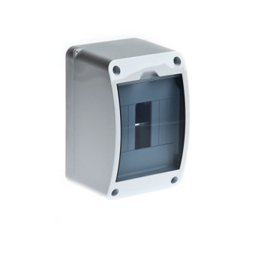 Бокс навесной 4 мод. 90х140х85мм без N/PE вертикальная прозрачная дверь IP40 (белый) ТУСО Ruvinil (68304)