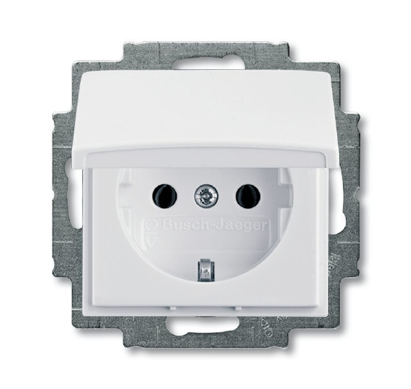 Розетка SCHUKO с крышкой 20 EUK-94 (альпийский белый) Basic 55 ABB 2018-0-0350