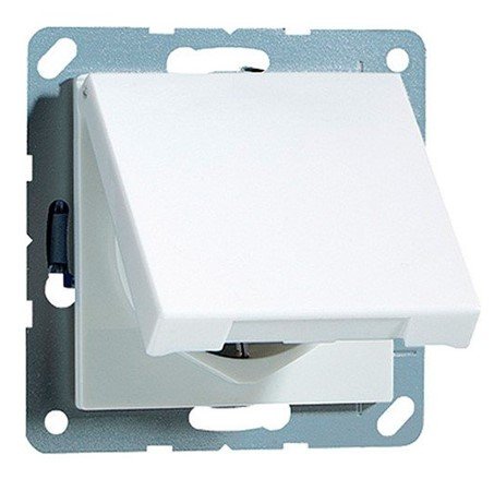 Розетка с заземлением с крышкой безвинтовой зажим (белый) ECO Profi JUNG