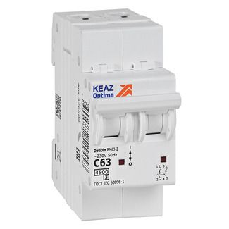 Автоматический выключатель 2п C63 4.5кА OptiDin BM63 КЭАЗ 326809 