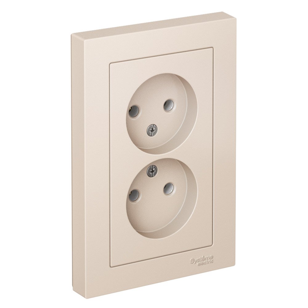 Розетка 2-я без заземления 16А в сборе (бежевый) ATLASDESIGN SE