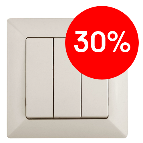 Выключатель 3кл 10А (слоновая кость) Intro Solo ЭРА (4-106-02)