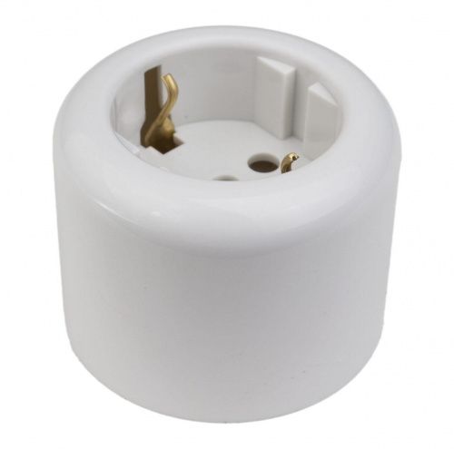 Розетка с заземляющим контактом R. керамика (белый) Ришелье BIRONI