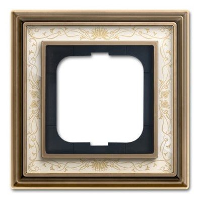 Рамка 1 пост 1721-846-500 (латунь античная/белая роспись) Династия ABB