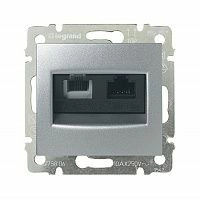 Розетка 2-я RJ11/RJ45 (алюминий) Valena Classic Legrand (770280)