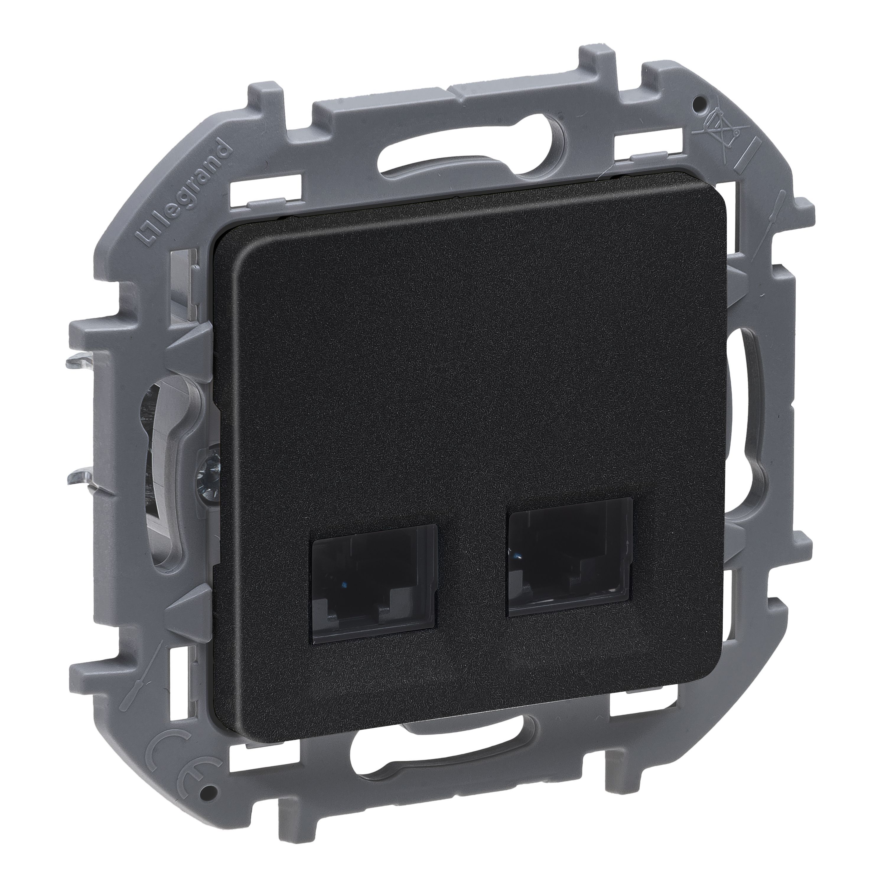 Розетка 2-я RJ45 категория 6 UTP (антрацит) INSPIRIA Legrand/Daccord (673843) 