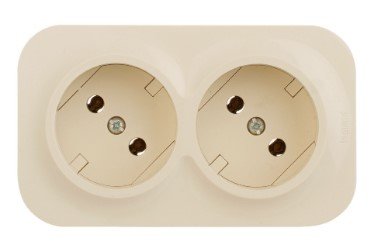 Розеточный блок с предварительным подключением 2x2К без шторок  (сл.кость) IP20 Quteo (новый механизм) Legrand (782261)