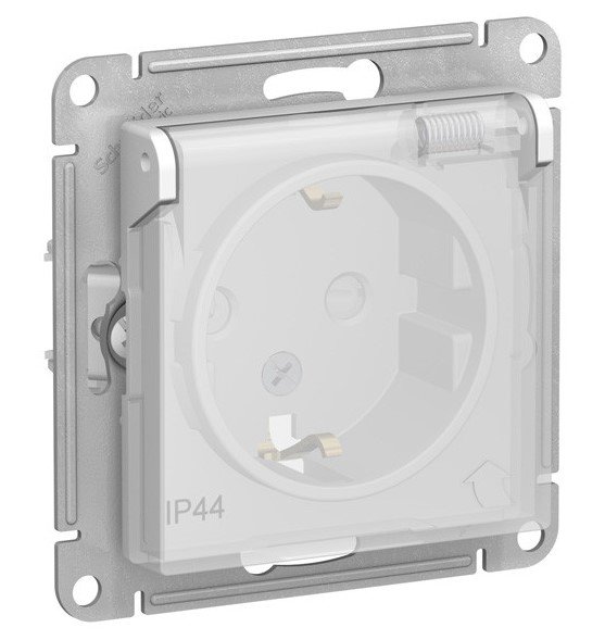 Розетка с заземлением с защитными шторками с крышкой 16А IP44 (белый) ATLASDESIGN AQUA SE