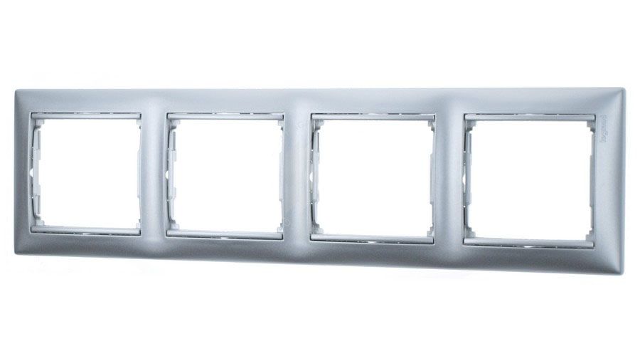 Рамка 4 поста горизонтальная (алюминий) Valena Classic Legrand (770154)