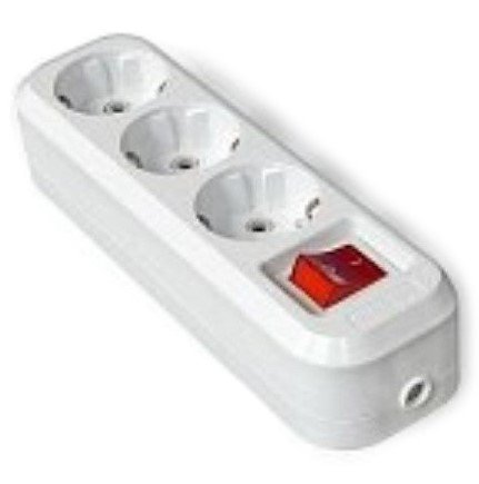 Колодка ОУ 3 гнезда с з/к + выключатель IP20 (белый) Grup Priz MAKEL