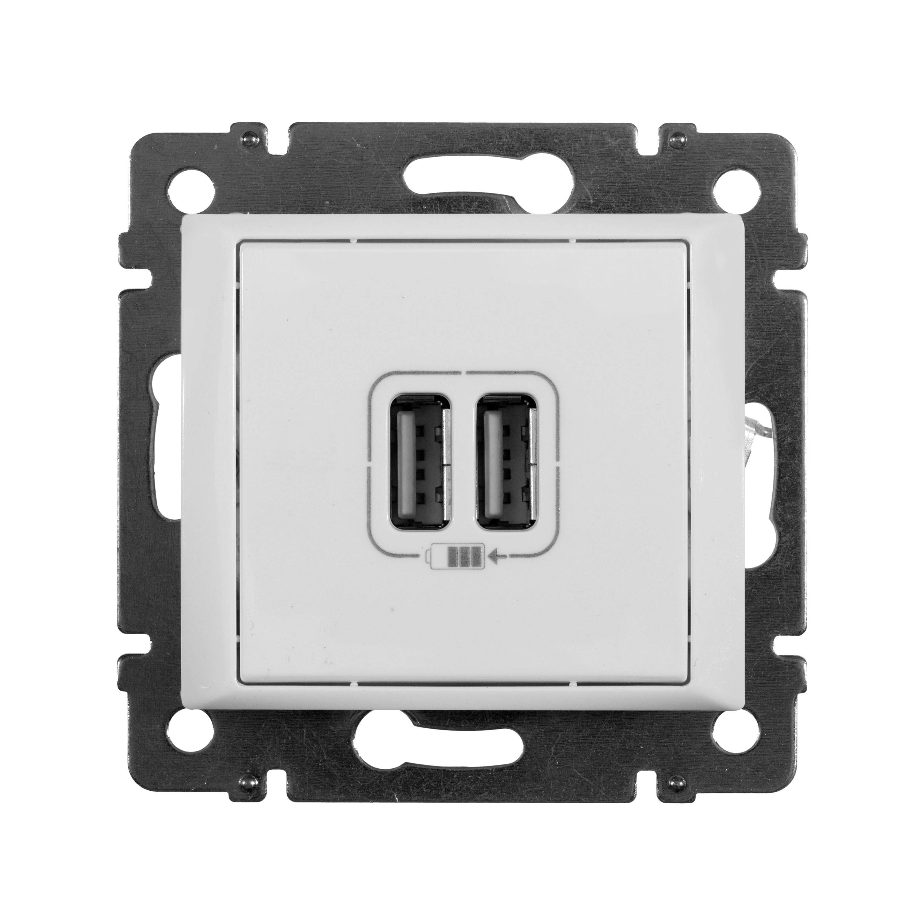 Зарядное устройство с 2-мя коннекторами USB 1500мА (белая) Valena Classic (770470)