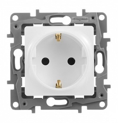 Розетка с заземлением винтовые зажимы (белый) Etika Legrand/Daccord/ИЭК (672221)