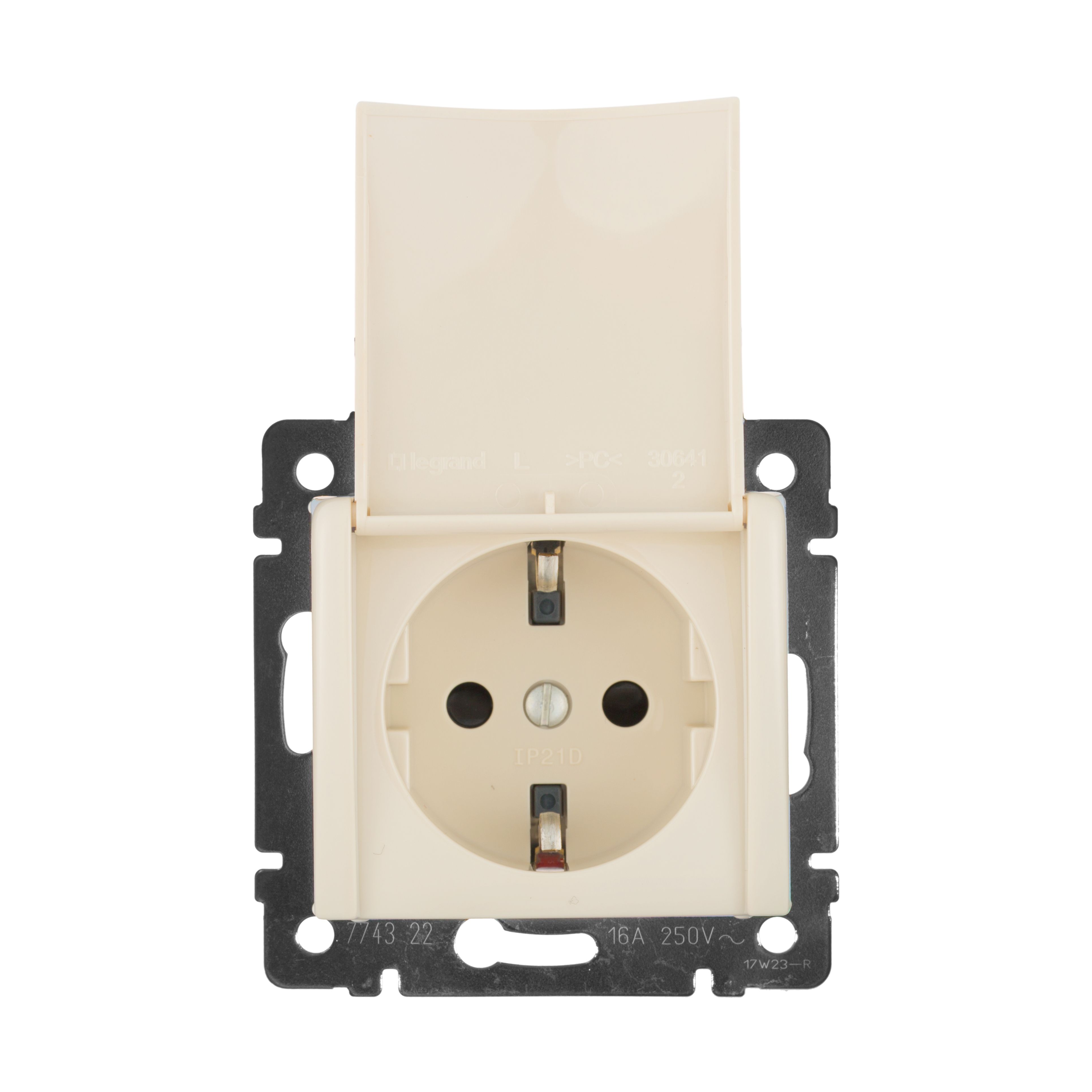 Розетка с заземлением с крышкой (слоновая кость) Valena Classic Legrand (774322)
